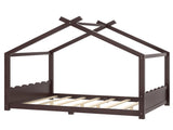 Full House Floor Bed with Support Slats, Solid Wood House Bed Frame for Kids, No Box Spring Needed W1580P387842