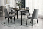 ZUN Sleek Design Gray Velvet Side Chairs Set of 2 Modern Dining Furniture Black Metal Legs B011P146559