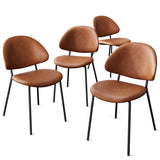 Set of 4 Upholstered PU Leather Dining Chairs Mid-Century Modern Dining Chairs with Curved Backrest W3010P291314