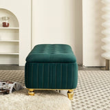 47.24''W Storage Ottoman,Upholstered Velvet Fabric Storage Ottoman with Safety Hinge, gold W579P224708