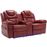 Home Theater Seating Manual Recliner Loveseat with Hide-Away Storage, Cup Holders and LED Light WF310726AAJ