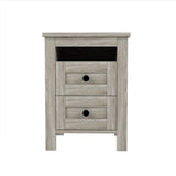 ZUN 2-Drawer Farmhouse Wooden Nightstand Well-proportioned Design and Sleek Lines, Wood Side Table WF317945AAG