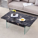 ZUN Multifunctional Lift Top Coffee Table -Black Marble Pattern, Essential for Modern Homes.Tempered W2920P226077