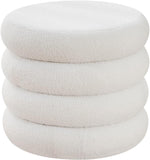 Round Storage Ottoman, Modern Sherpa Footstool, Teddy Vanity Stool with Flip-Top 81702540