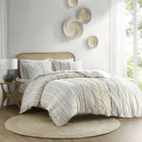 King/Cal King Cotton Printed Duvet Cover Set with Chenille B03596528