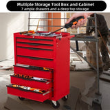 7-Drawering Tool Chest Cabinet, Large Capacity Metal Tool Box with Wheels and Cylinder Locking, W3037P241998