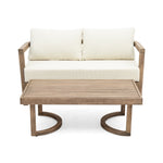 ZUN 2 - Person Outdoor Acacia Wood Patio Seating Group with Cushions and Coffee Table for Porch, Garden, 73169.00BBGE