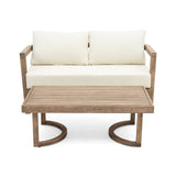 ZUN 2 - Person Outdoor Acacia Wood Patio Seating Group with Cushions and Coffee Table for Porch, Garden, 73169.00BBGE