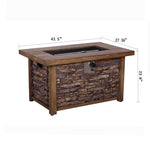 ZUN Best Choice Product 50,000 BTU Rectangle Fire Pit Table, Faux Woodgrain Top And Faux Stone Texture W2029120115