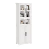 ZUN FCH 5 doors 5 layers density board spray paint 60*30*170cm display cabinet white N001 25314183