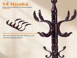 Freestanding Wooden Coat Rack, Vintage Natural Birch Wood Coat Tree with Hooks, Sturdy Hall Tree for 82778419