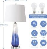 Table Lamps Set of 2 with Touch Control, 3-Way Dimmable Modern Glass Bedside Lamps with USB AC W3355P337837