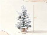 3ft Mini Potted Christmas Tree, Snow-Flocked Cypress Style with 7 Pine Cones, 25 Branch Tips, Cement 53368362