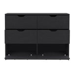 ZUN Basilea 4 Drawers Double Dresser with 2 pull down Cabinets Black B200P239598