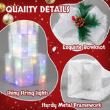 Lighted Gift Boxes Set of 3, Pre-lit Nestable Glitter Present Boxes Ornament with 48 LED Multi-color 91981668