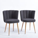 Modern GRAY dining chair with iron tube wood color legs, shorthair cushions and W23461122