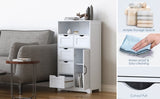 ZUN Modern White Wooden Storage Cabinet with Five Drawers and One Doors,Free-standing Cupboard for W1673P145236