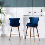 ZUN Leland Fabric Upholstered Wingback Bar Stools, Set of 2, Blue T2574P165110