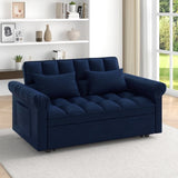 Loveseats Sofa Bed with Pull-out Bed,Adjsutable Back-Blue W487P263843