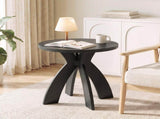 Round Side, 23.6 Inch Circular End with Curved Cross Legs, Melamine Laminated MDF Accent 72250906