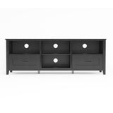 ZUN 70.08 Inch Length Black TV Stand for Living Room and Bedroom, with 2 Drawers and 4 High-Capacity W881P242551