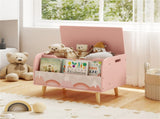 2-in-1 Kids Toy Storage Organizer with Bookshelf, 59.6940.6443.18 cm Pine Wood Toy Chest for 3 55052657