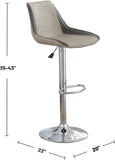 ZUN Dining Kitchen Adjustable Bar stool Chair Light Grey Wax Polyurethane Leather Chrome Base Modern Set B011P151353