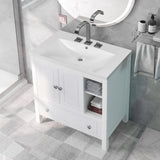 ZUN [VIDEO] 30" Bathroom Vanity with Sink, Bathroom Storage Cabinet with Doors and Drawers, Solid Wood 31387923