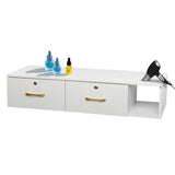 15mm E0 particleboard linen two draw three holes with lock salon cabinet white 85364125