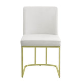 White and Gold Side Chair with Metal Base B062P209295