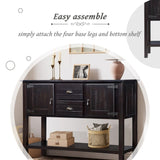 48'' Solid Wood Sideboard Console Table with 2 Drawers and Cabinets and Bottom Shelf, Retro Style W1202P263636