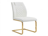 High-Back Chairs Set of 4, PU Leather Modern Kitchen Chairs with Gold Legs for Home Furniture W3803P420015