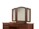 Bedroom Contemporary Vanity Set w Foldable Mirror Stool Drawers Cherry Color HS00F4071-ID-AHD