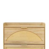 47.2" Shoe Storage Cabinet Rattan Shoe Storage Organizer With 2 Flip Drawers, a Storage Drawer and a N719P228419D