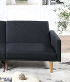 ZUN Modern Electric Look 1pc Convertible Sofa Couch Black Linen Like Fabric Cushion Clean Lines Wooden HS00F8504-ID-AHD