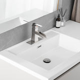 Sink Faucet With Deck Plate Waterfall Brushsed with Pop Up Drain and Supply Lines Bathroom faucets W1932P179348