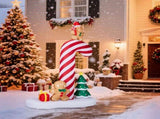 8.2FT Lighted Christmas Inflatable Decoration, Inflatable Giant Candy Cane with Gingerbread Men, 09930053