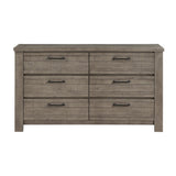 ZUN Rustic Style 1pc Gray Dresser of 6x Drawers Metal Hardware Wooden Bedroom Furniture B011P143958