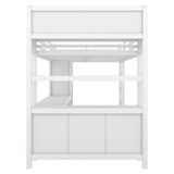 Metal Loft Bed with Wardrobe And L-shaped Desk, Full Size Loft Bed with Storage Cubes and Shelves, 73922889