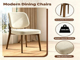 Dellers Mid-Century Modern Upholstered Dining Chairs in Oatmeal with Dark Brown Solid Wood Legs B127P495084