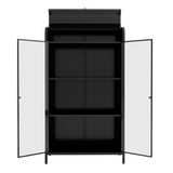 47.6" Tall Metal Storage Cabinet with Glass Doors & Flip-Top, 4-Tier Display Cabinet with Open W3122P272697