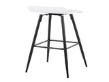 30" Contemporary Fixed-Height Bar Stool in Black Steel and White Faux Leather - Set of 2 B202P222228