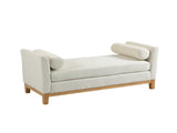 54.3"W Elegant Upholstered Bench, Ottoman with Wood Legs & 2 Bolster Pillows for End of Bed, W3188P410646