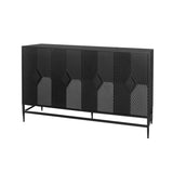 Accent Black Lacquered 4 Door Wooden Cabinet Sideboard Buffet Server Cabinet Storage Cabinet, for W1435133315