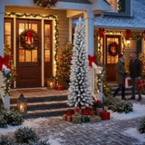 6FT Christmas Tree Artificial Plant with 358 Snowy Tips Flocked Pencil Slim PVC Tree Space-Saving 60571983