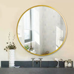 ZUN Tempered mirror 32" Wall Circle Mirror for Bathroom, Gold Mirror for Wall, 20 inch Hanging W1806P149710