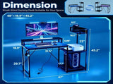 31.5" Gaming Desk with Bookshelf and Printer Stand Faux Carbon Fiber Veneer P2 Particleboard 73988009