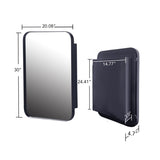 20x30 Inch Recessed Black Metal Framed Medicine Cabinet with Mirror and Adjustable Shelves Black W1435P241582