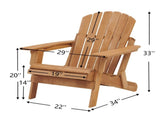 Oversize Wooden Outdoor Folding Adirondack with Pre-Assembled BackRest & SeatBoard, Wood Patio 15086418