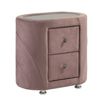 ZUN Pink Upholstered 2-drawer Nightstand B062P189075